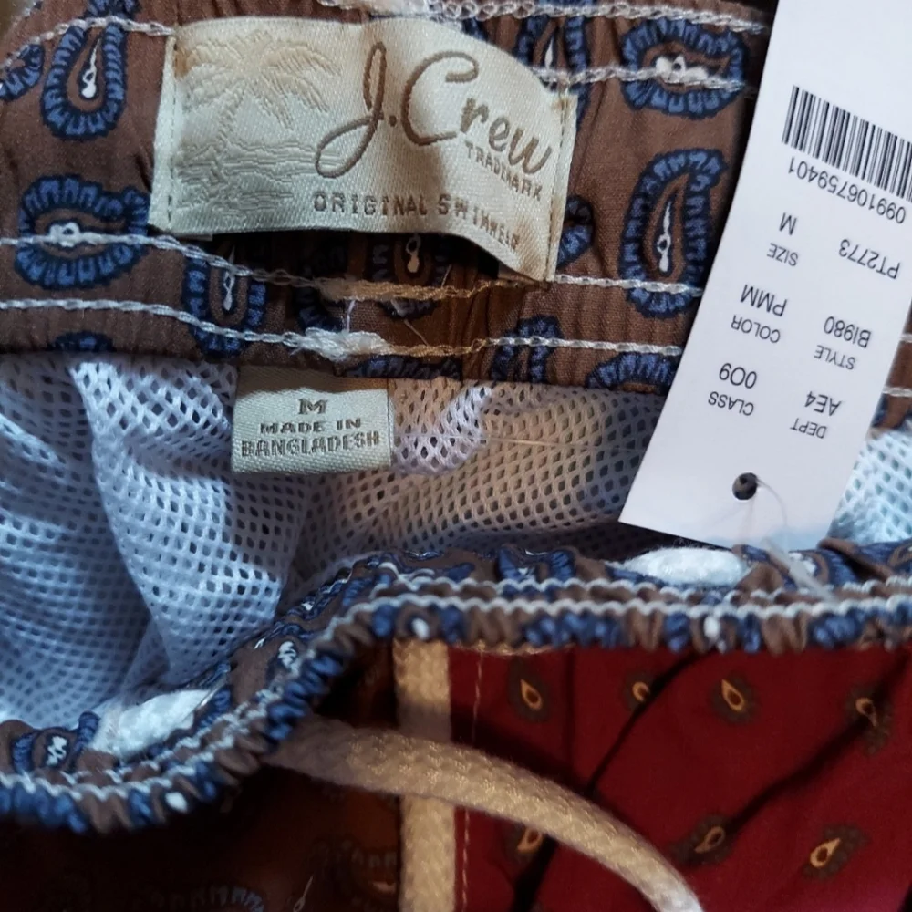 J.CREW Paisley 6 inch Swim Trunks Men's Small/Med 32-34 BNWT RETIRED $80 1 LEFT